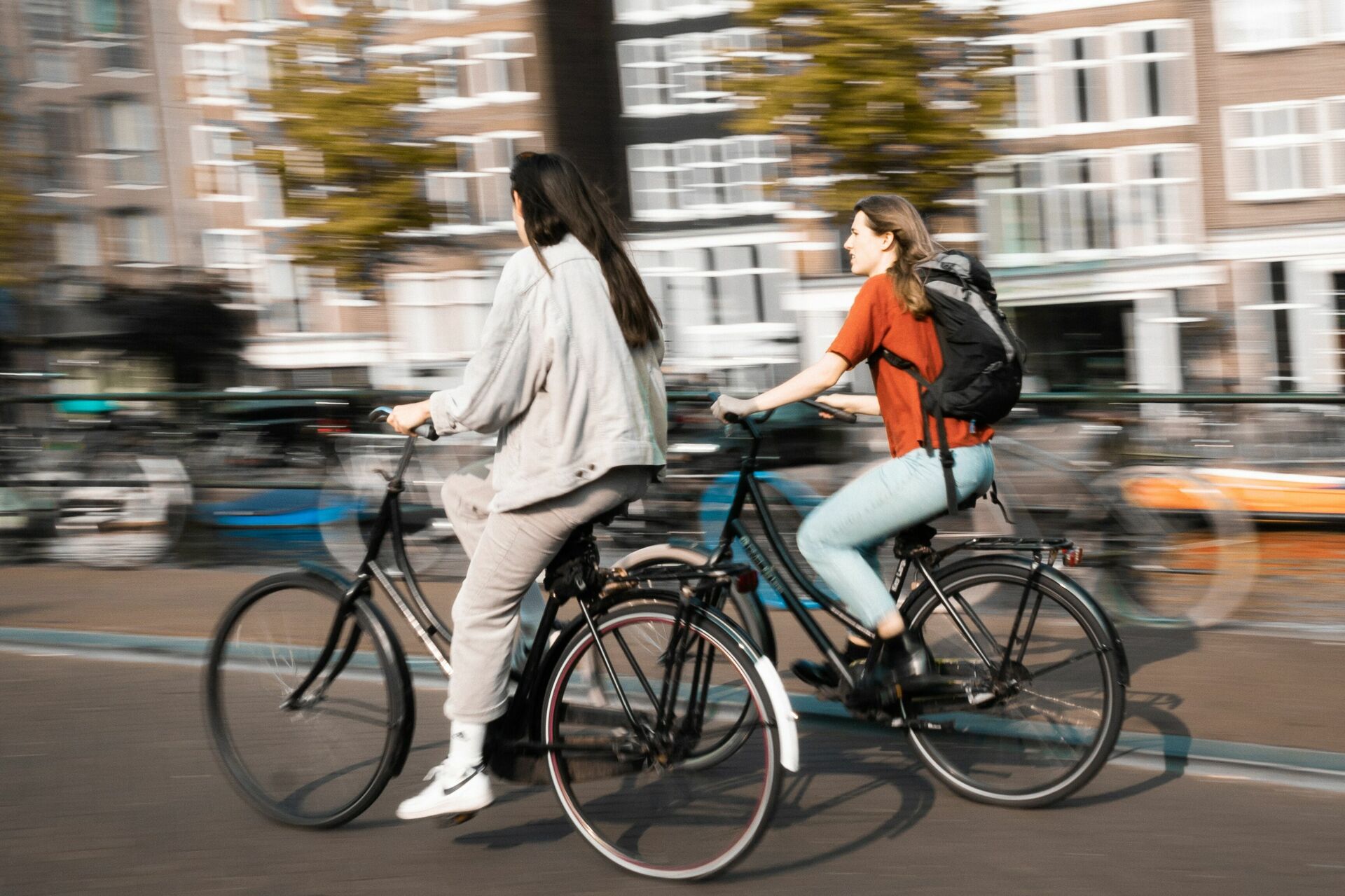 two women riding bike