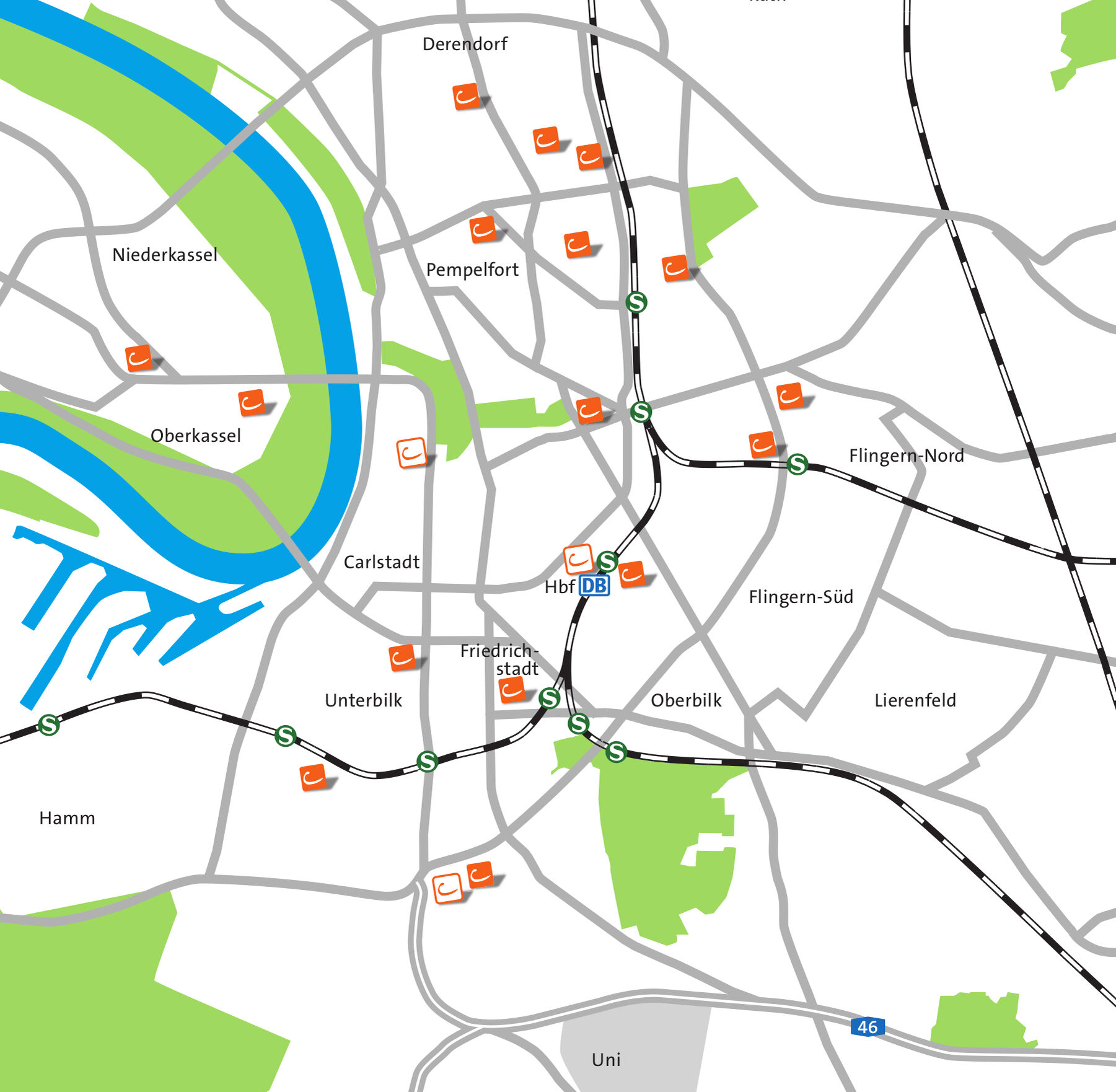 Übersicht der cambio-Vertriebstellen in Wuppertal